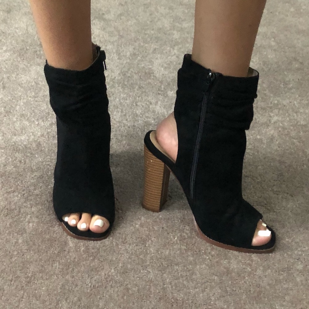 PEEPTOE BLACK BOOTIES